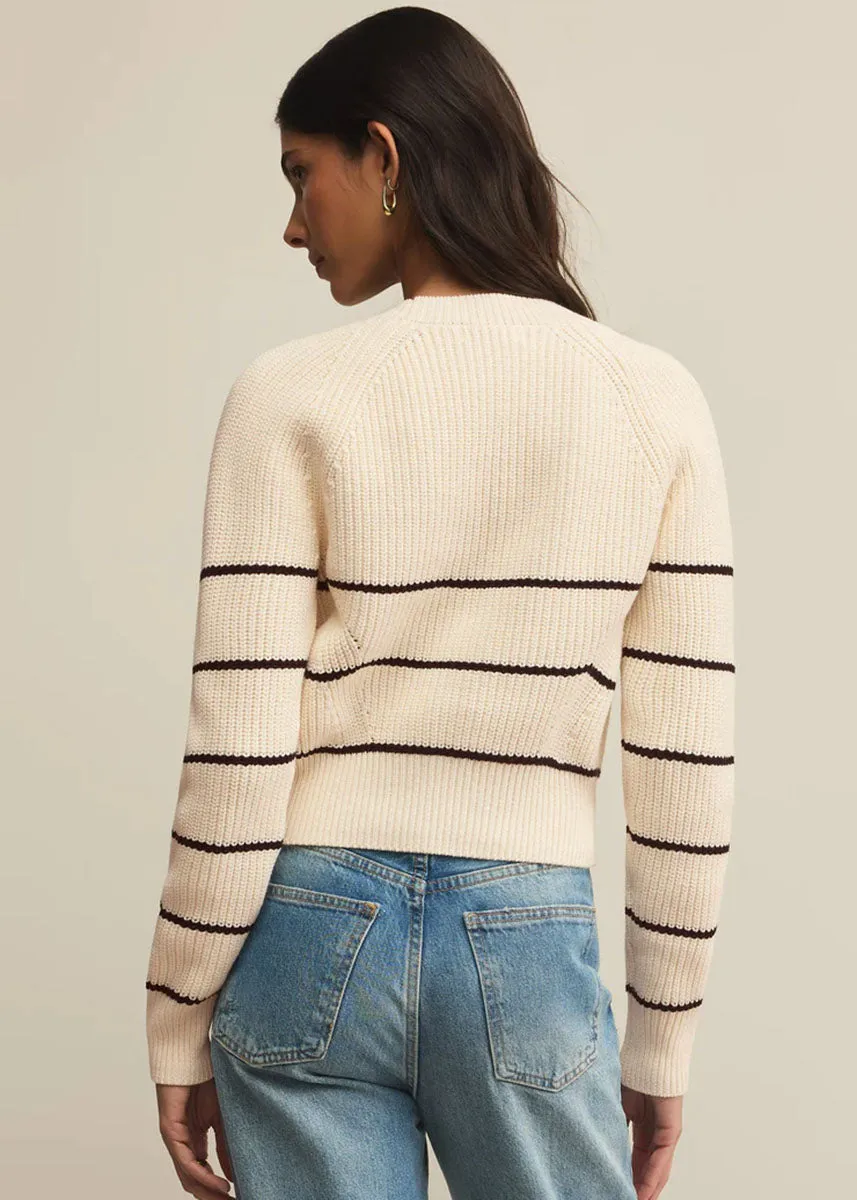 Stefi Stripe Cardigan - Sea Salt