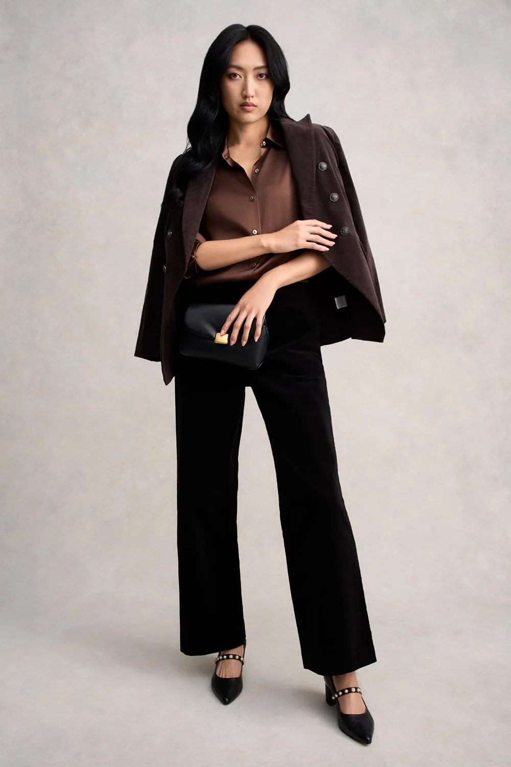 Stretch Silk Shirt - Coffee