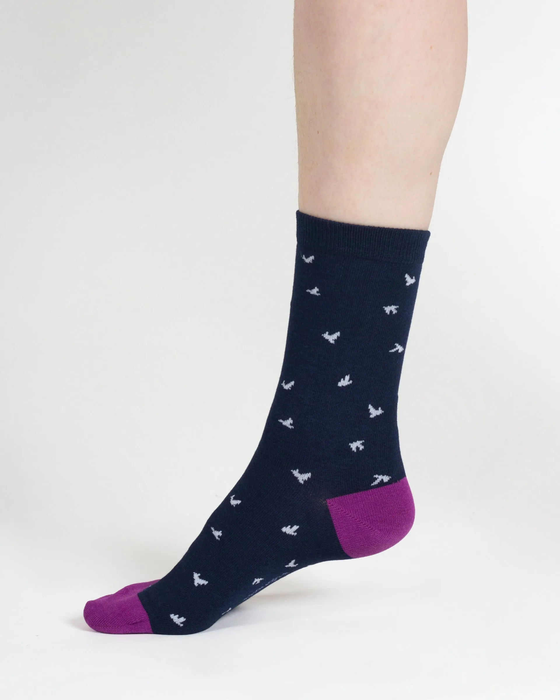 Stripe Floral And Cat Bamboo Gift Box of 7 Socks - Multi Blue Green