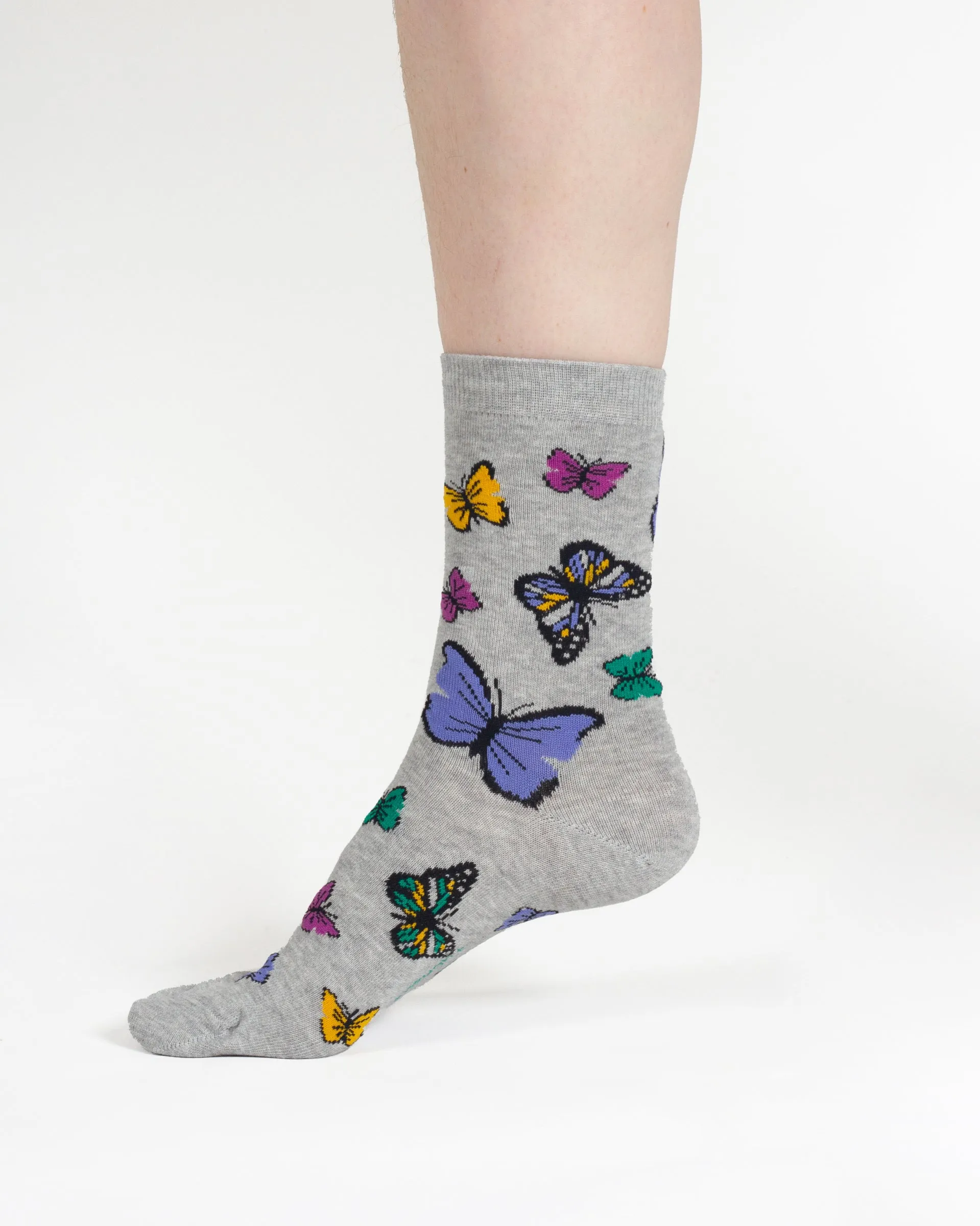 Stripe Floral And Cat Bamboo Gift Box of 7 Socks - Multi Blue Green