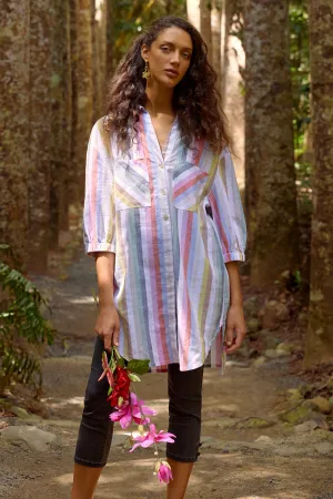 Stripe Long Line Shirt - Multi Stripe