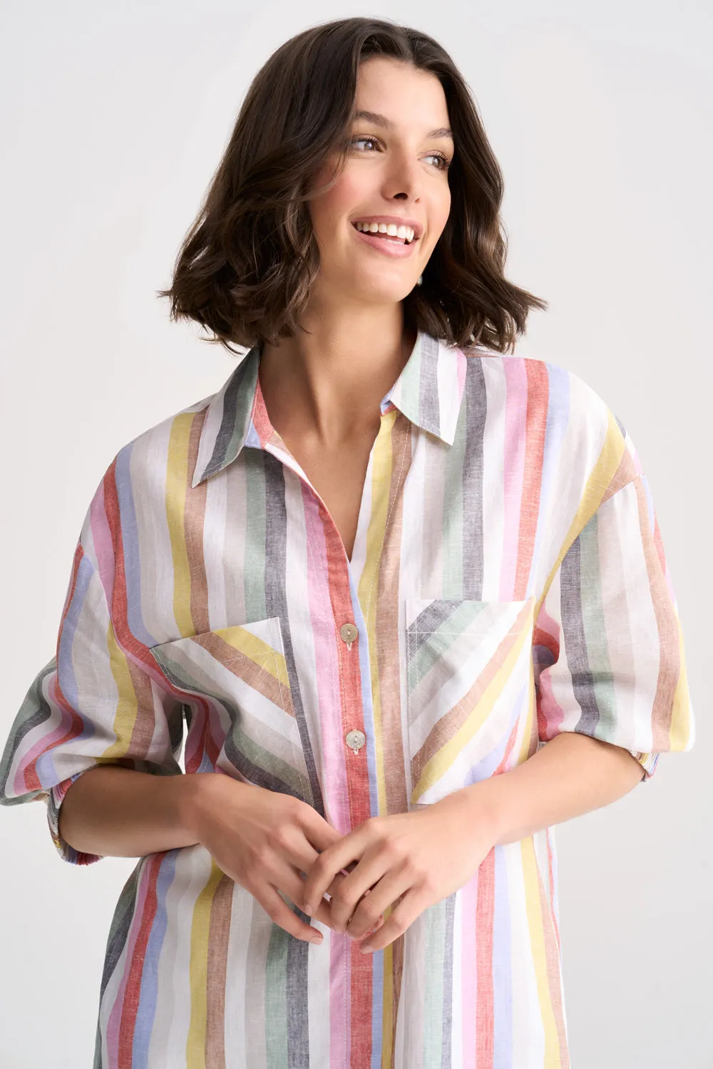 Stripe Long Line Shirt - Multi Stripe