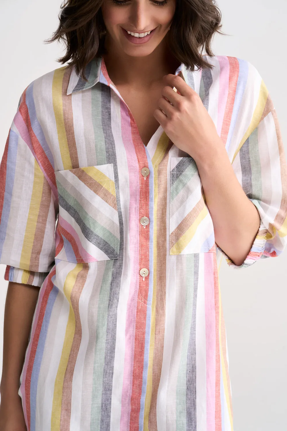 Stripe Long Line Shirt - Multi Stripe