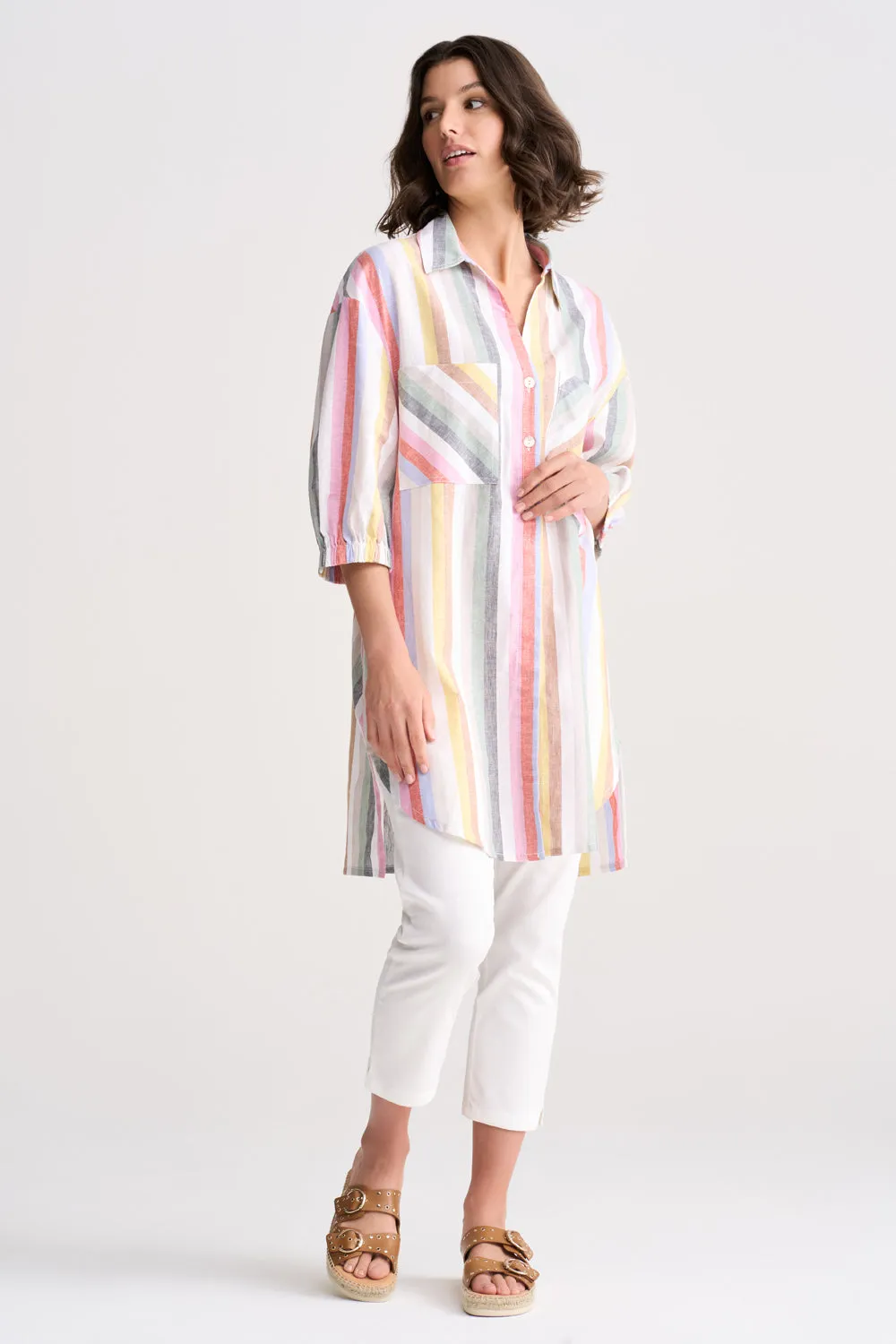 Stripe Long Line Shirt - Multi Stripe