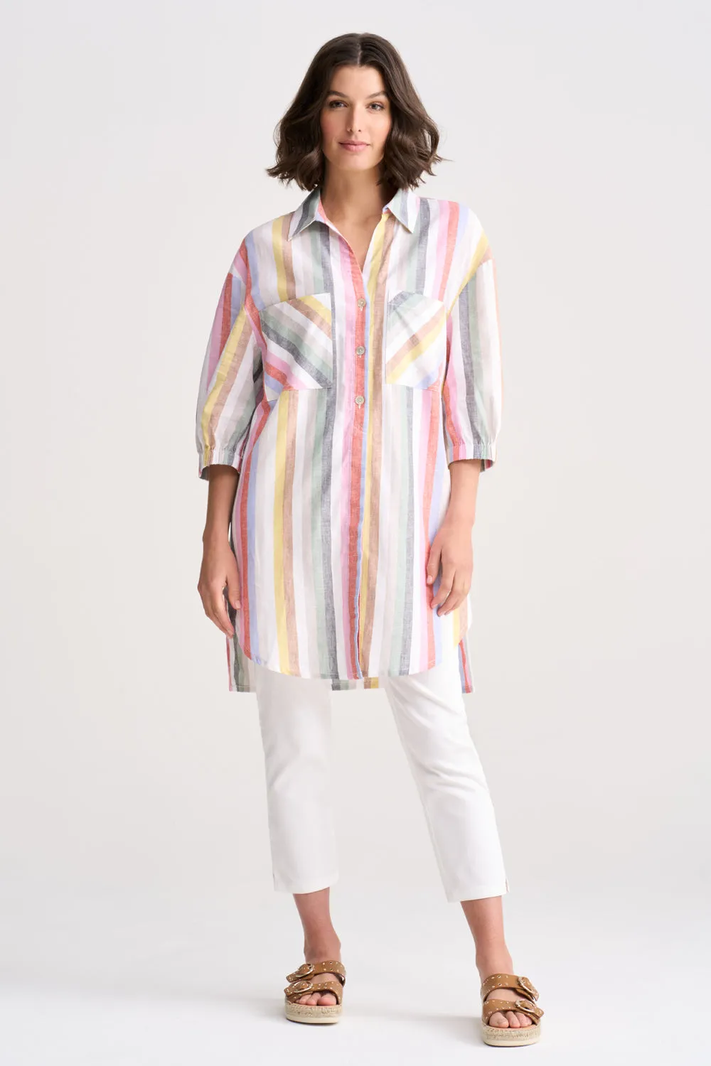 Stripe Long Line Shirt - Multi Stripe