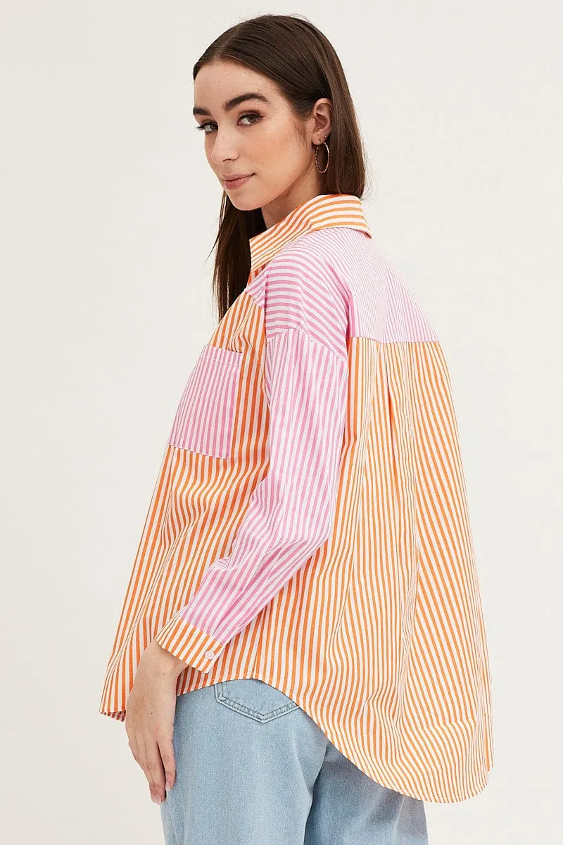Stripe Shirt Top Long Sleeve