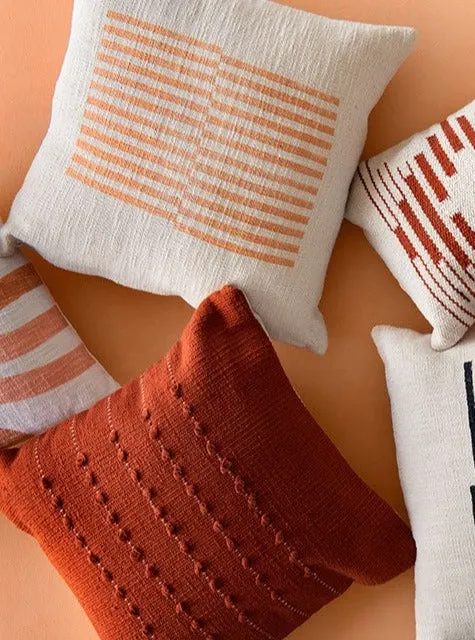 Terra Stripe Lumbar Pillow - Fall Orange
