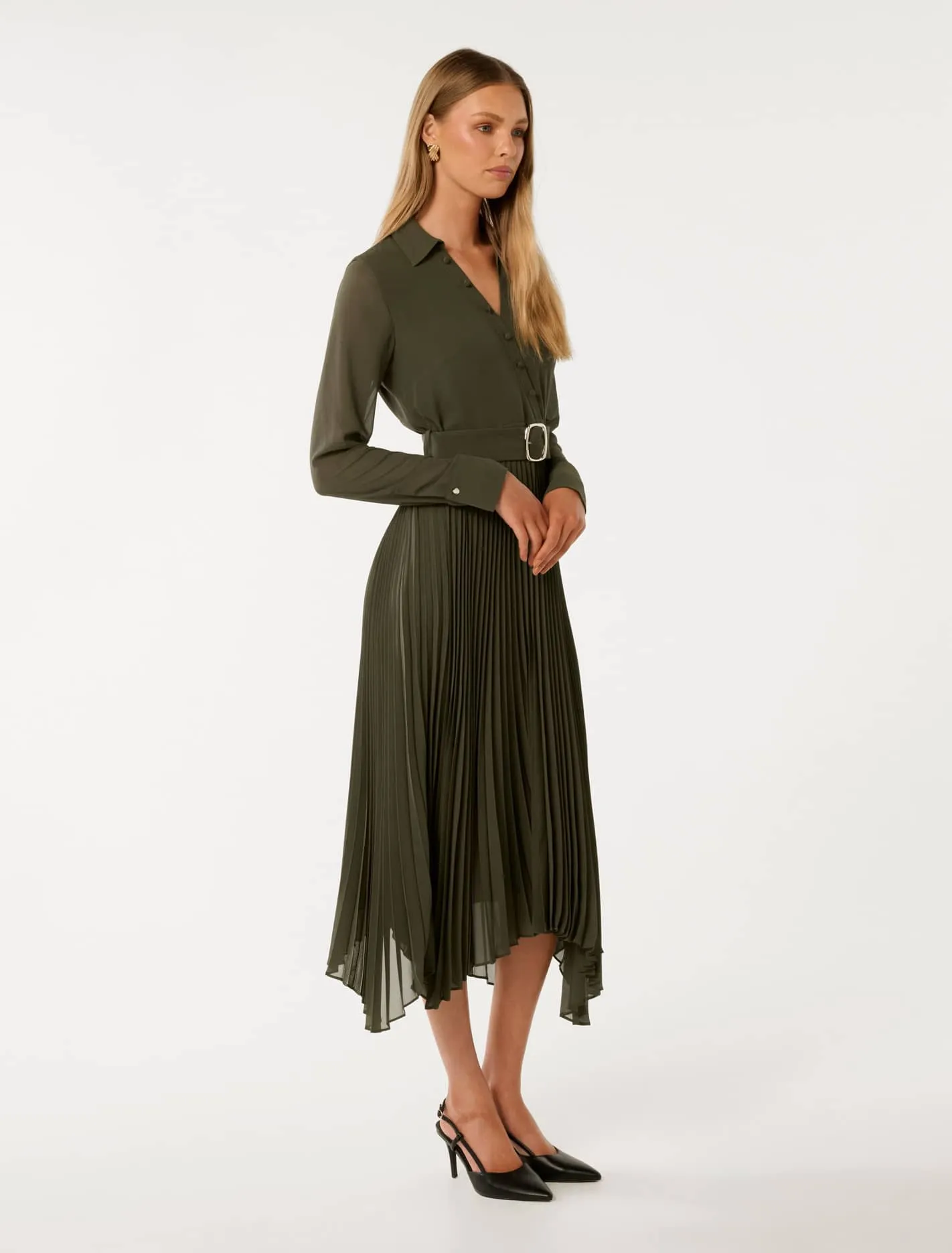 Theresa Wrap Pleat Midi Dress