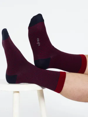 Thin Stripe Bamboo Crew Socks - Red