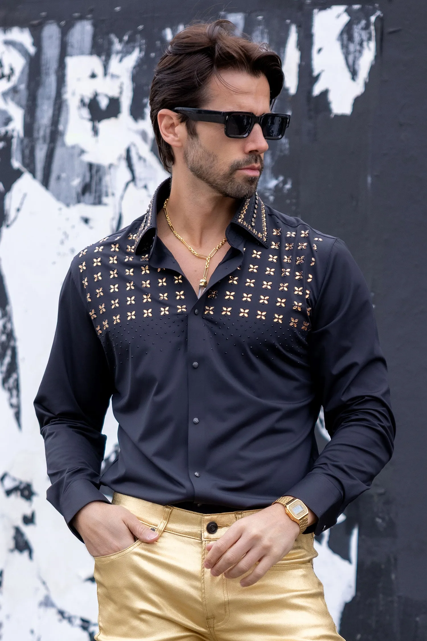 Velcia Rhinestone Long Sleeve Shirt