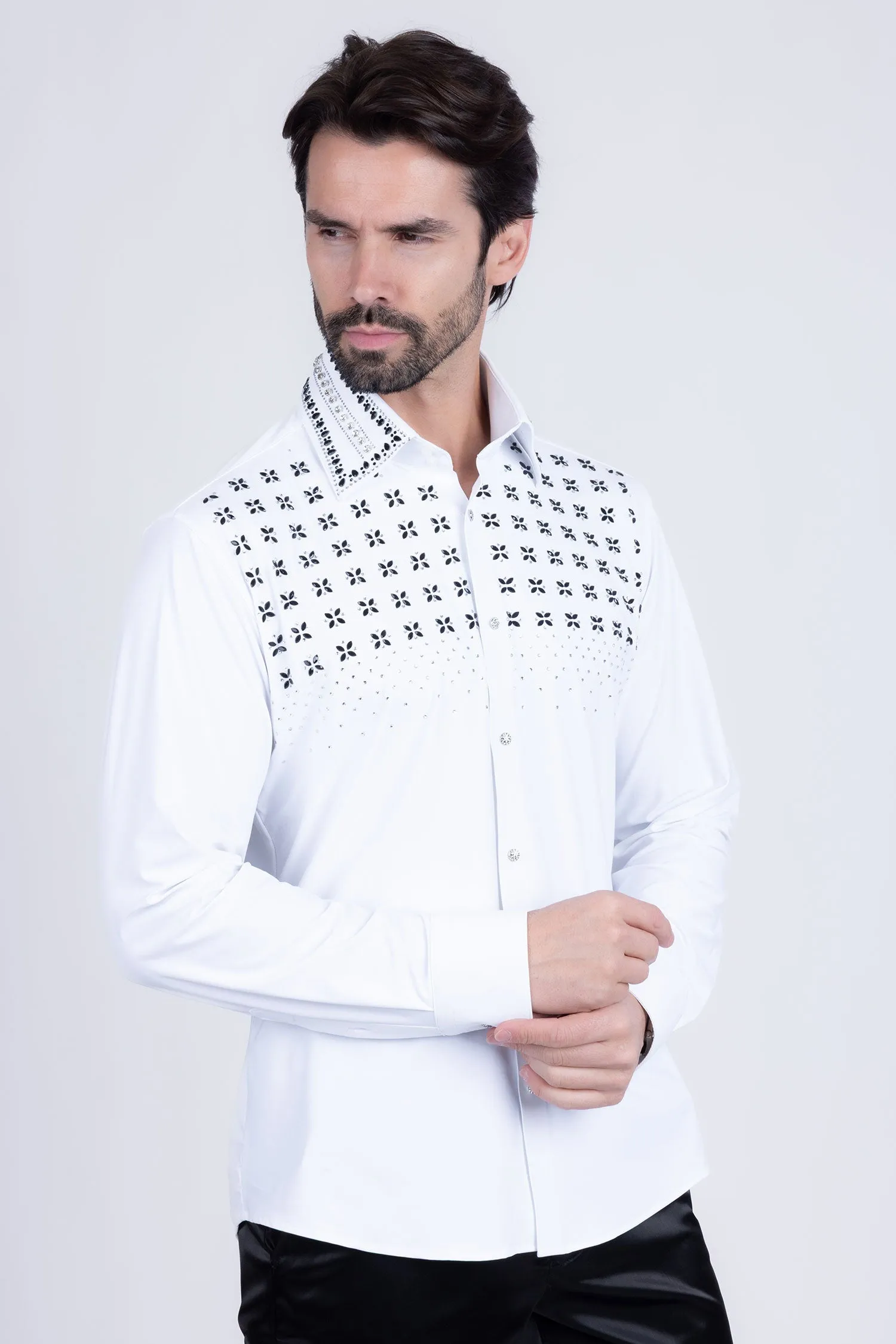 Velcia Rhinestone Long Sleeve Shirt