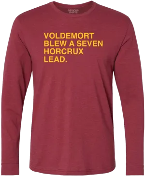 VOLDEMORT BLEW A SEVEN HORCRUX LEAD. (RED & GOLD LONGSLEEVE)