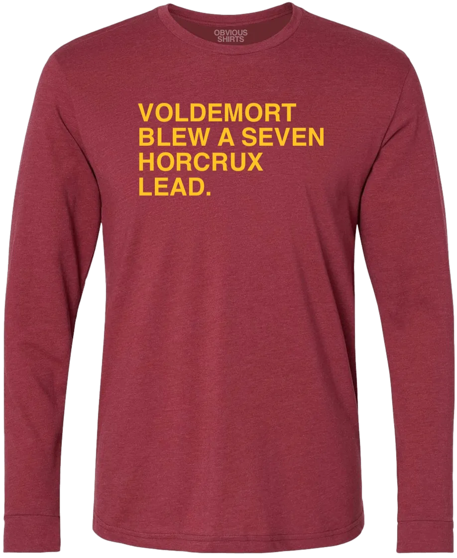 VOLDEMORT BLEW A SEVEN HORCRUX LEAD. (RED & GOLD LONGSLEEVE)