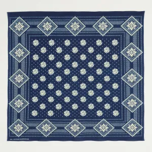 Warehouse 5244 'Geometric Pattern' Selvedge Bandana - Indigo