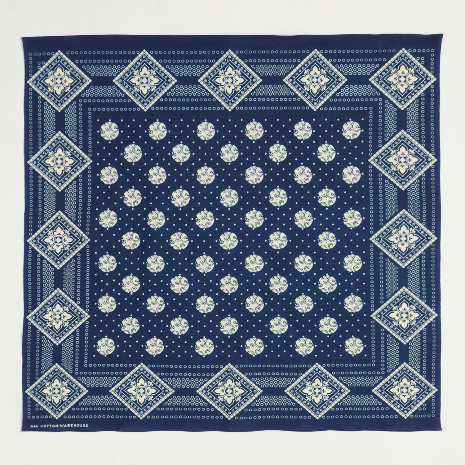 Warehouse 5244 'Geometric Pattern' Selvedge Bandana - Indigo