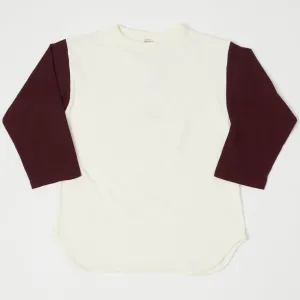 Warehouse & Co 4800 Baseball Tee - Cream/Bordeaux