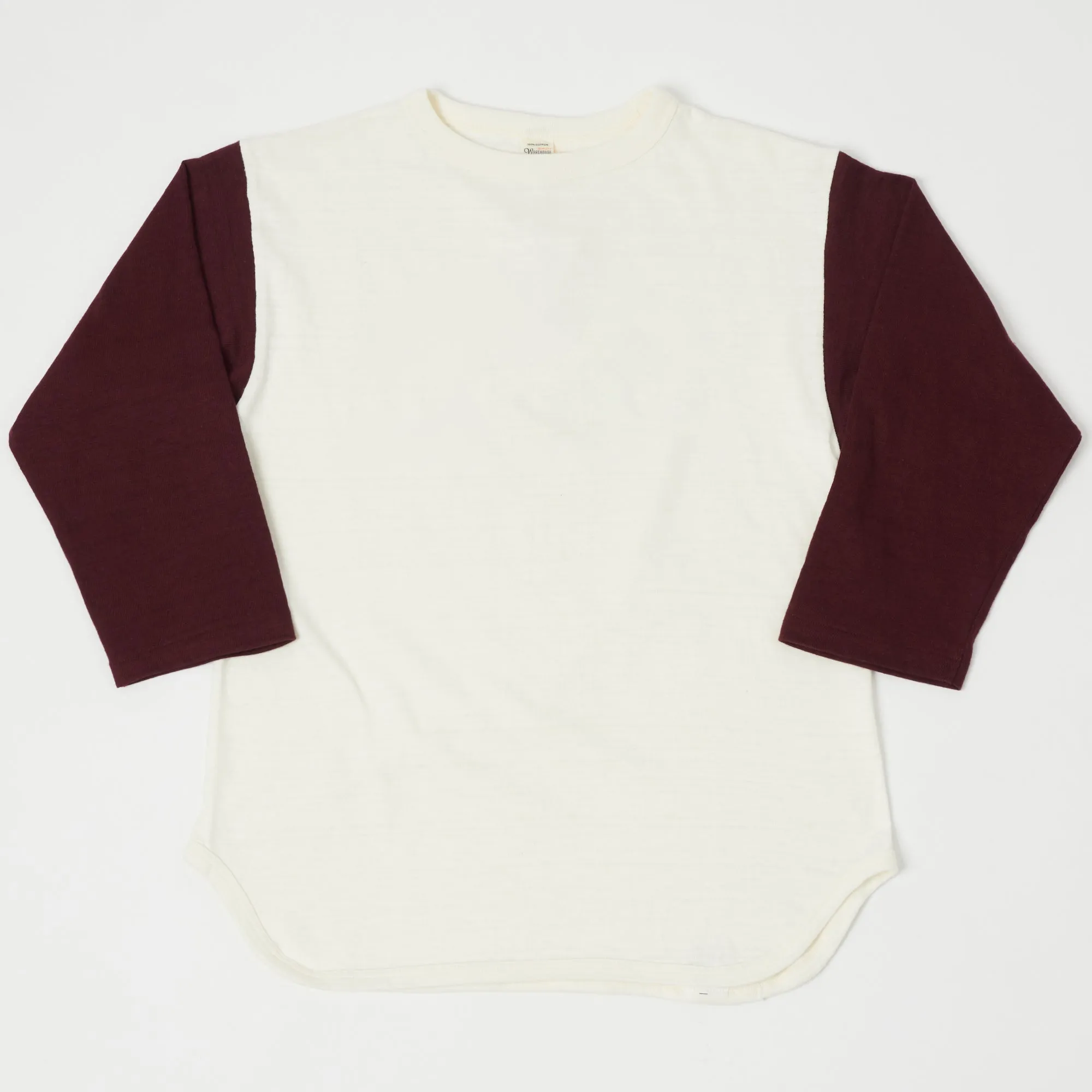 Warehouse & Co 4800 Baseball Tee - Cream/Bordeaux