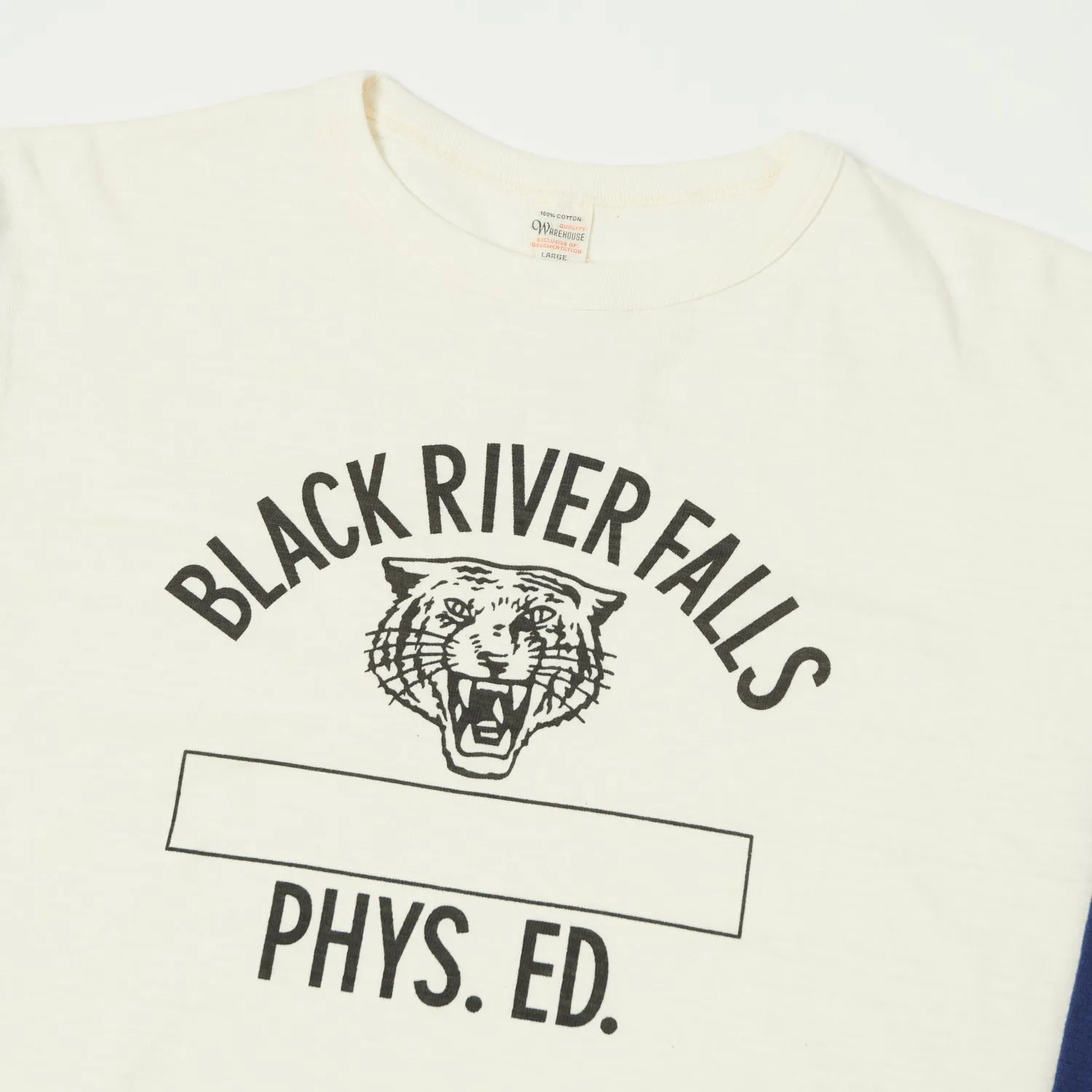 Warehouse & Co 'Black River Tigers' 4800 Baseball Tee - Cream/Navy