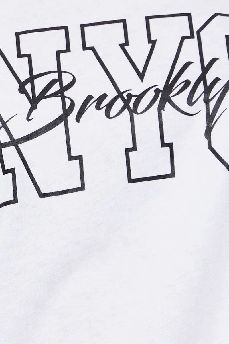 White Graphic T Shirt Short Sleeve