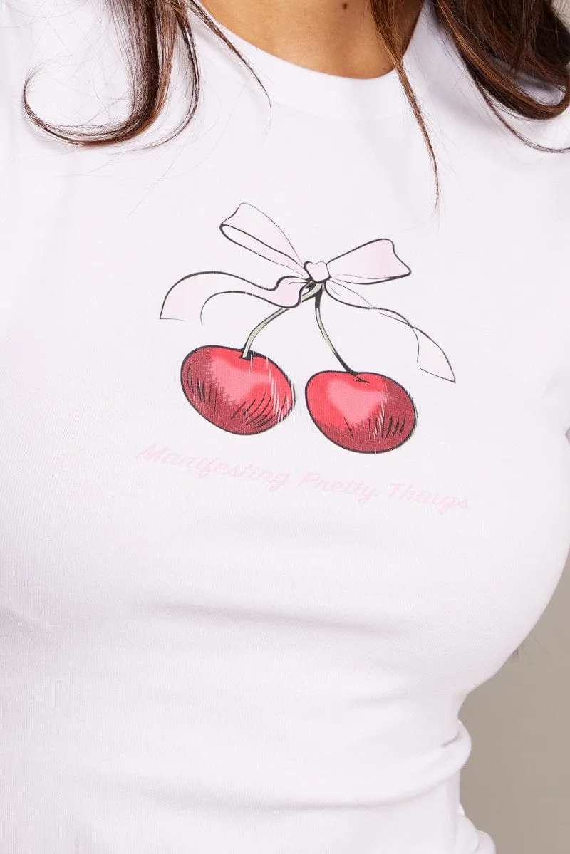 White Graphic Tee Short Sleeve