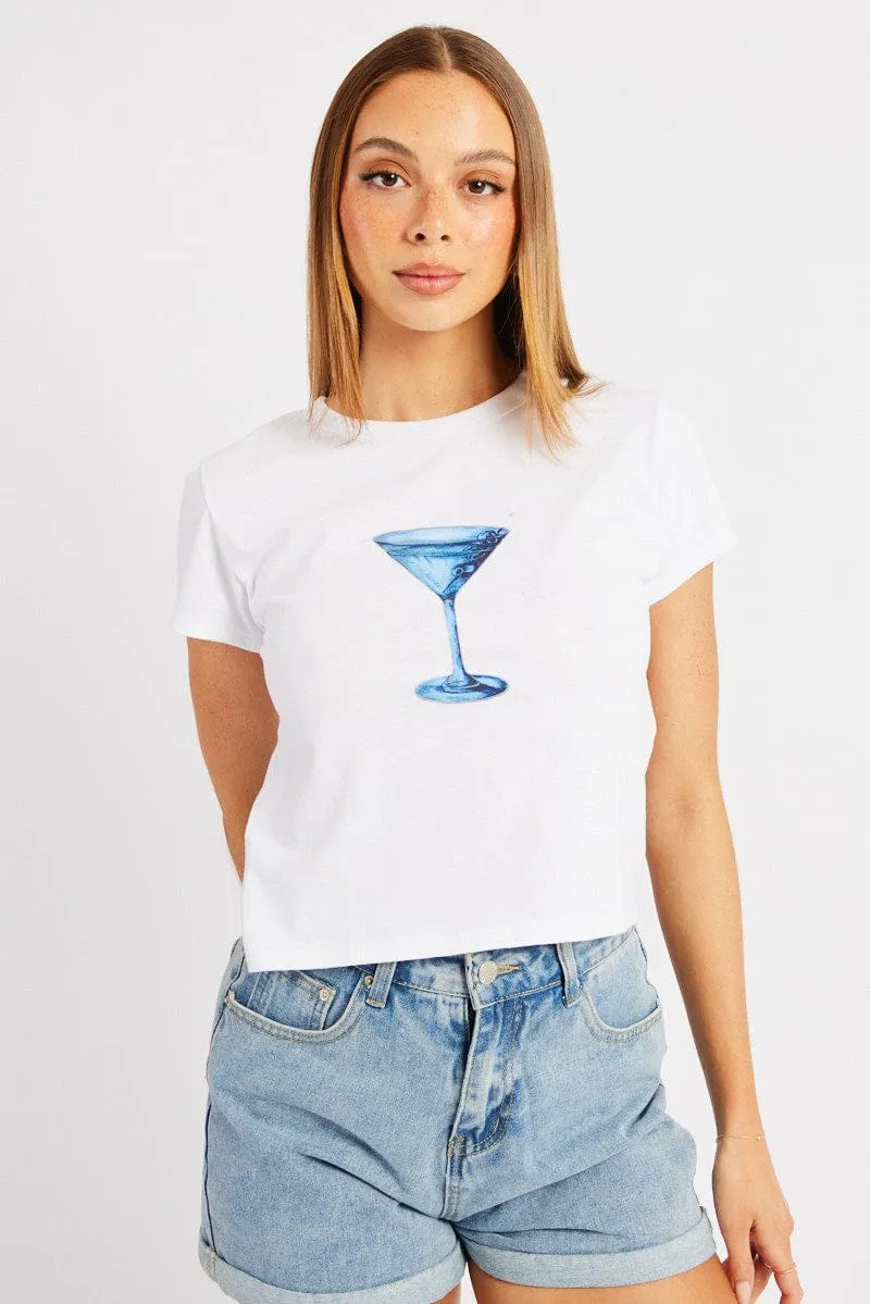 White Graphic Tee Short Sleeve