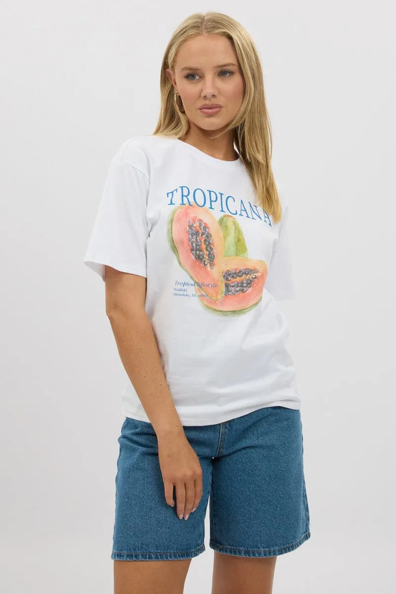 White Graphic Tee Short Sleeve
