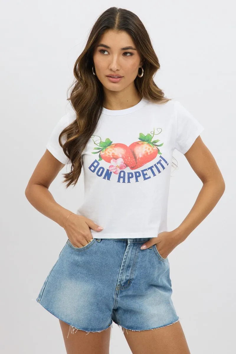 White Graphic Tee Short Sleeve