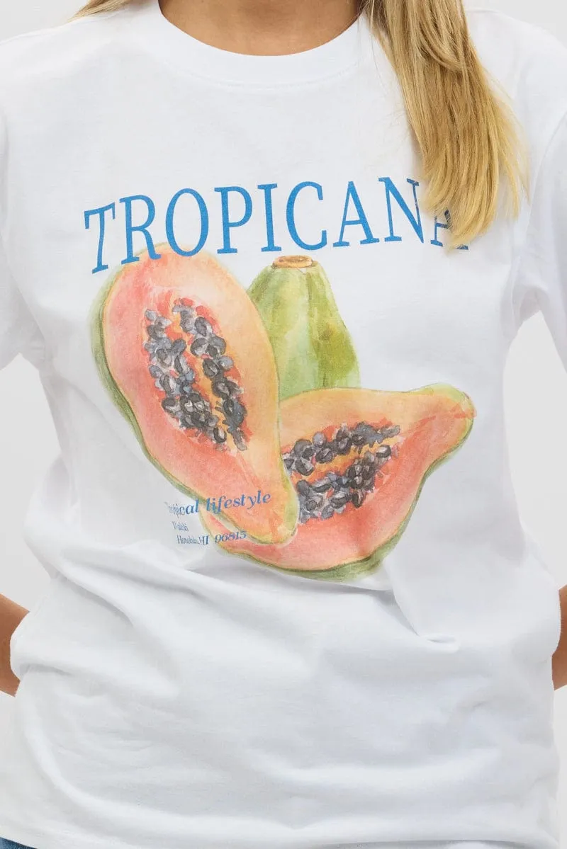 White Graphic Tee Short Sleeve