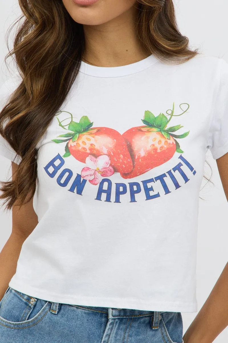 White Graphic Tee Short Sleeve