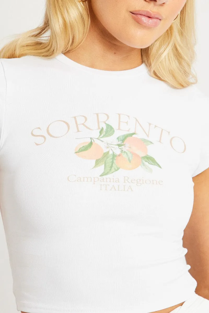White Graphic Tee Short Sleeve