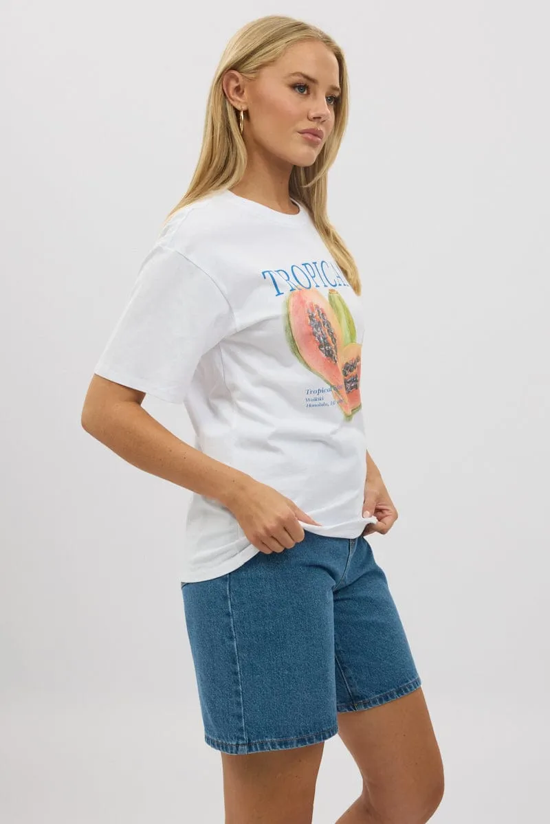 White Graphic Tee Short Sleeve