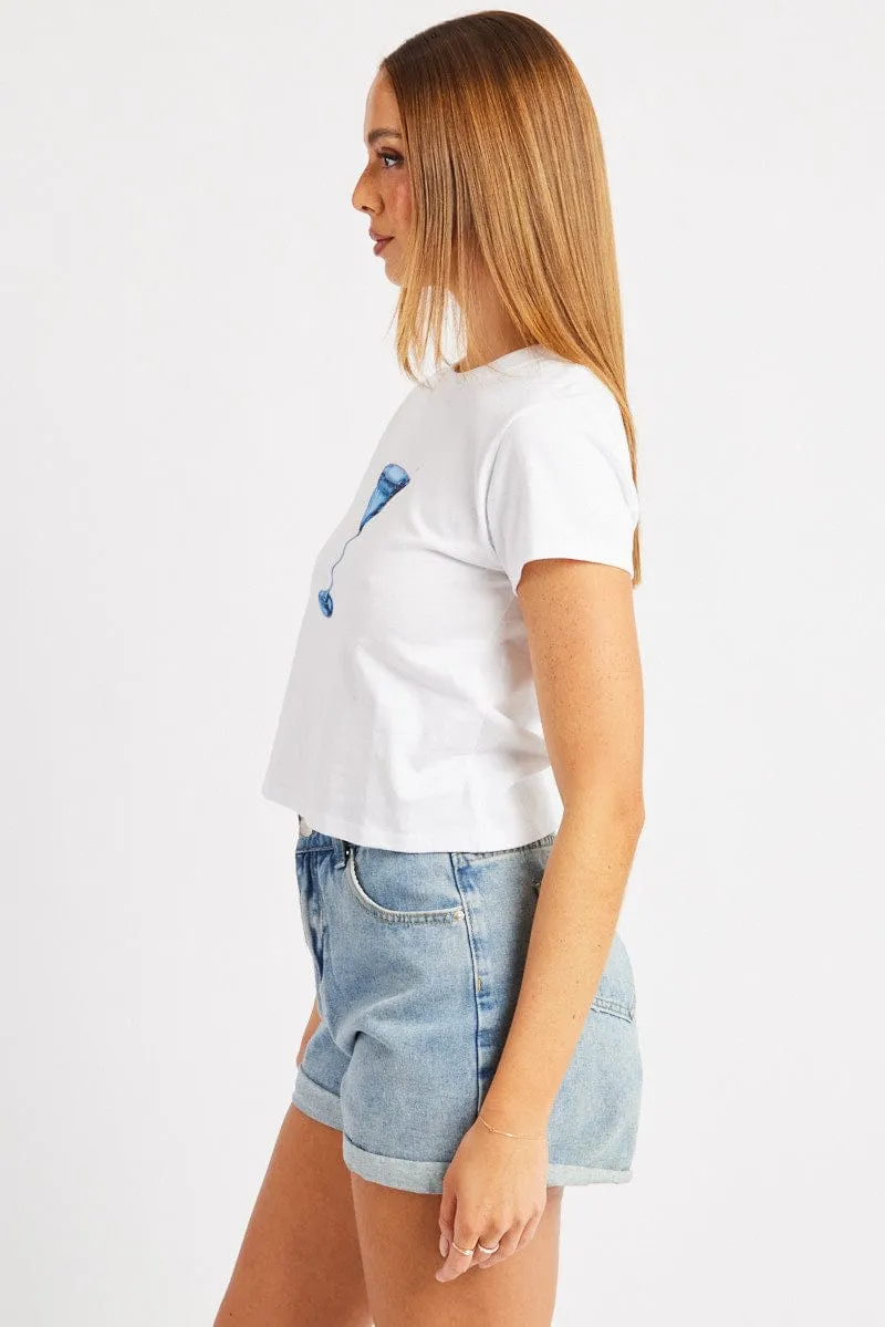 White Graphic Tee Short Sleeve