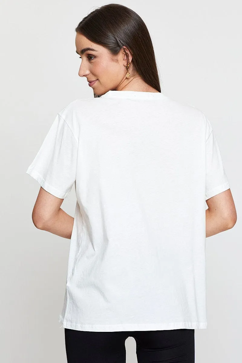 White Vintage T Shirt Short Sleeve