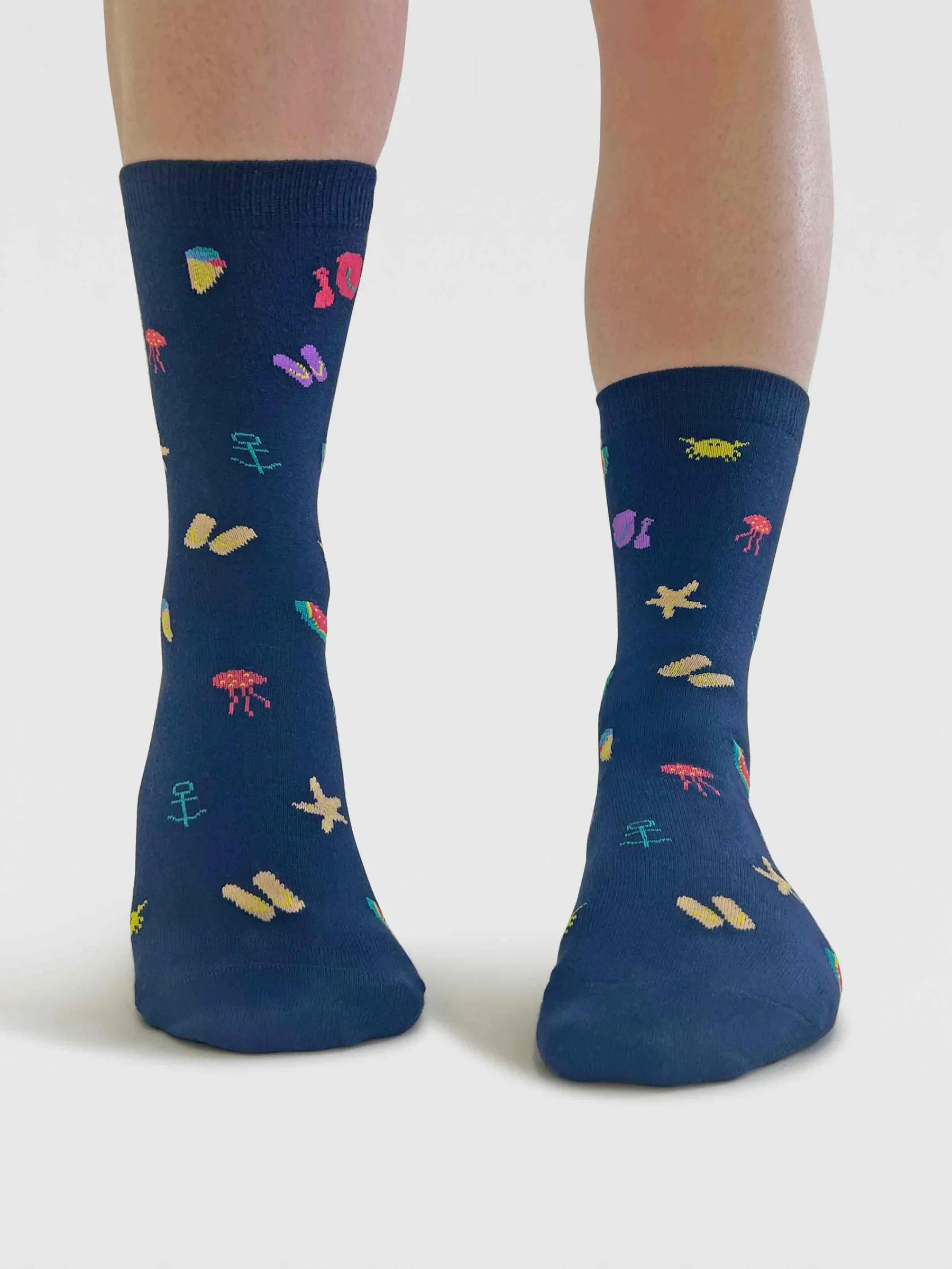 Womens Bess Beach Organic Cotton Socks - Navy