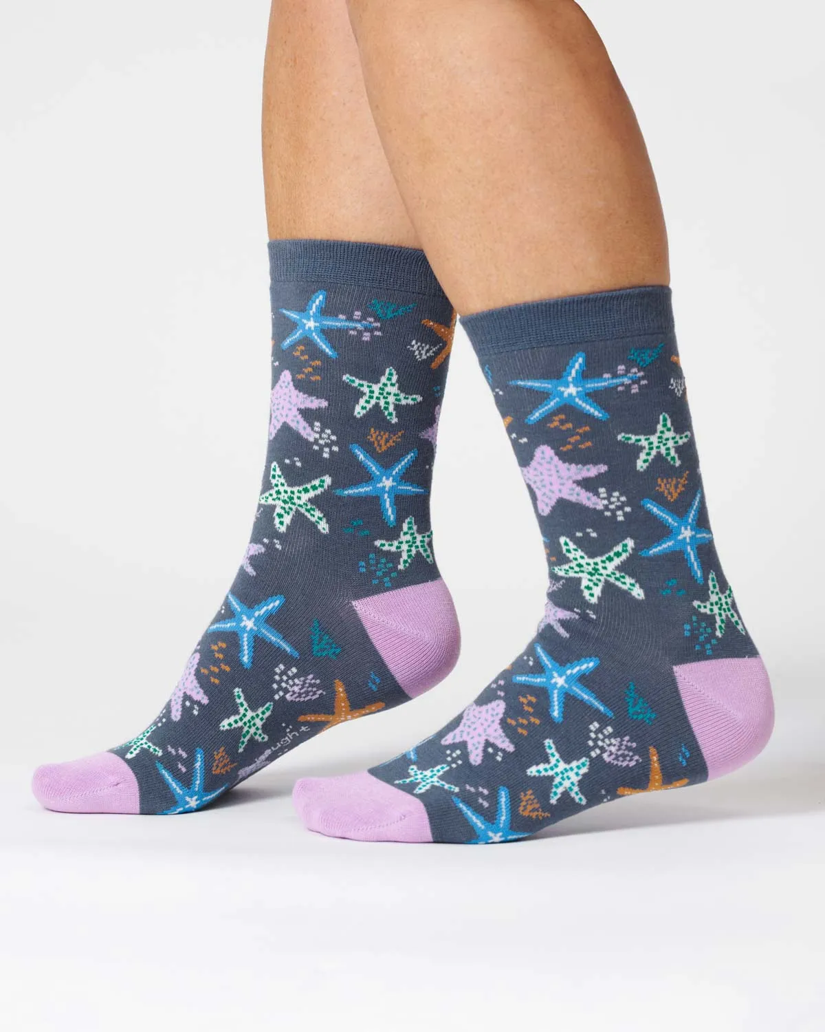 Womens Starfish Bamboo Sock - Blueberry