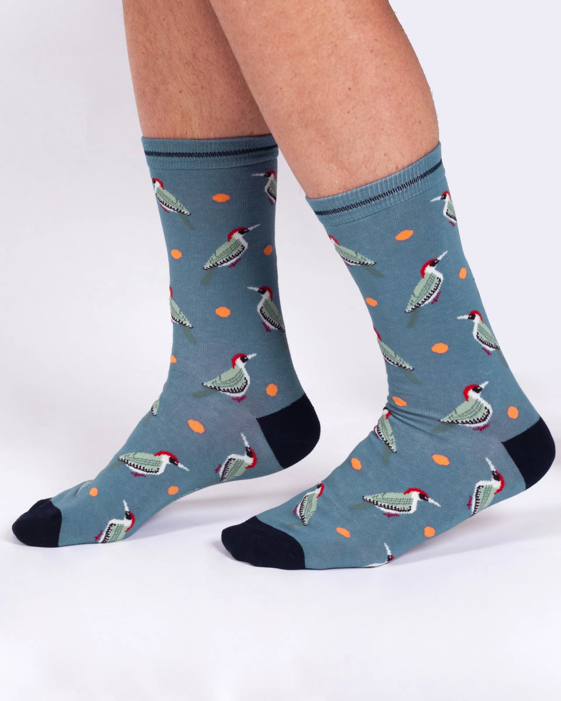 Woodpecker Organic Cotton Crew Socks - Blue Multi