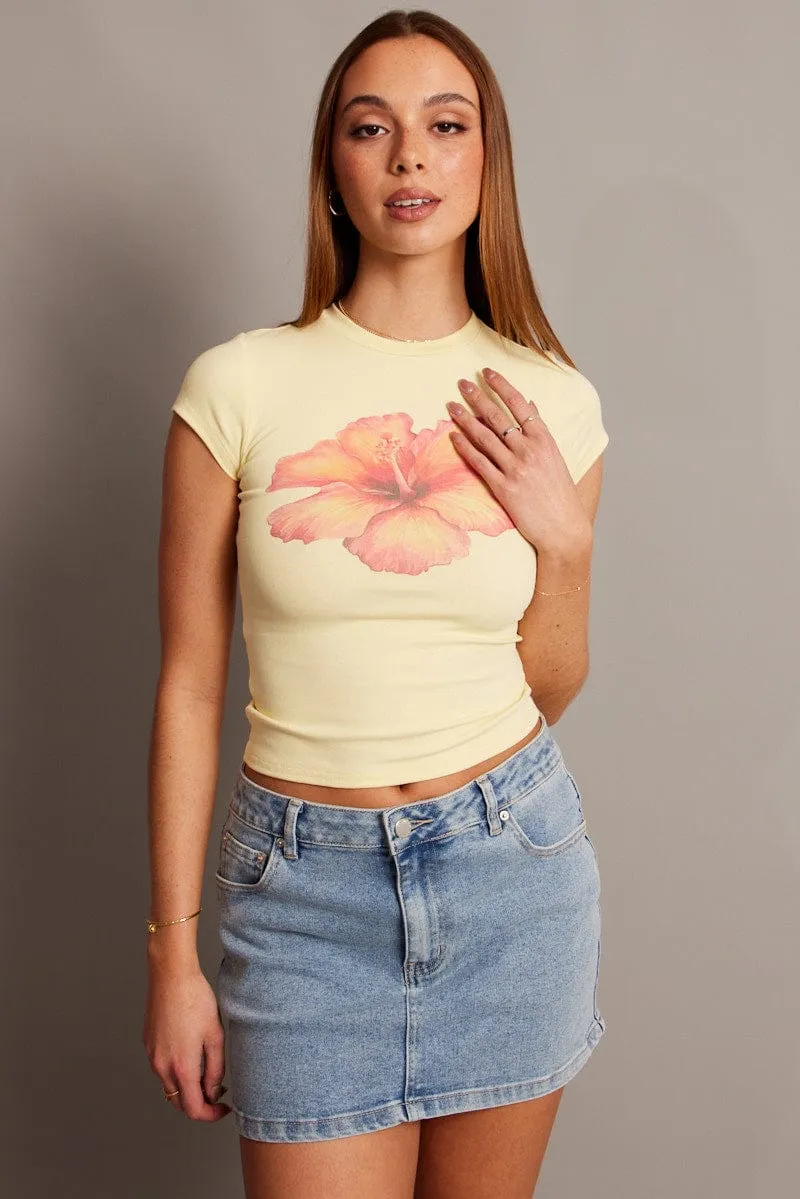 Yellow Graphic Tee Short Sleeve