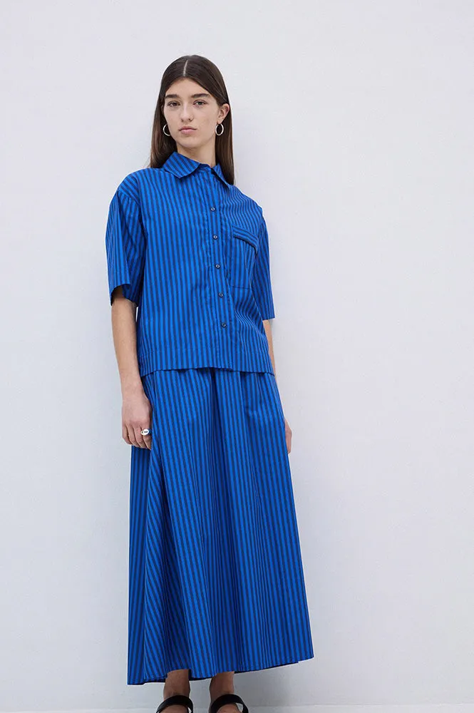 Yerse Bubble Striped Azure and Navy Shirt