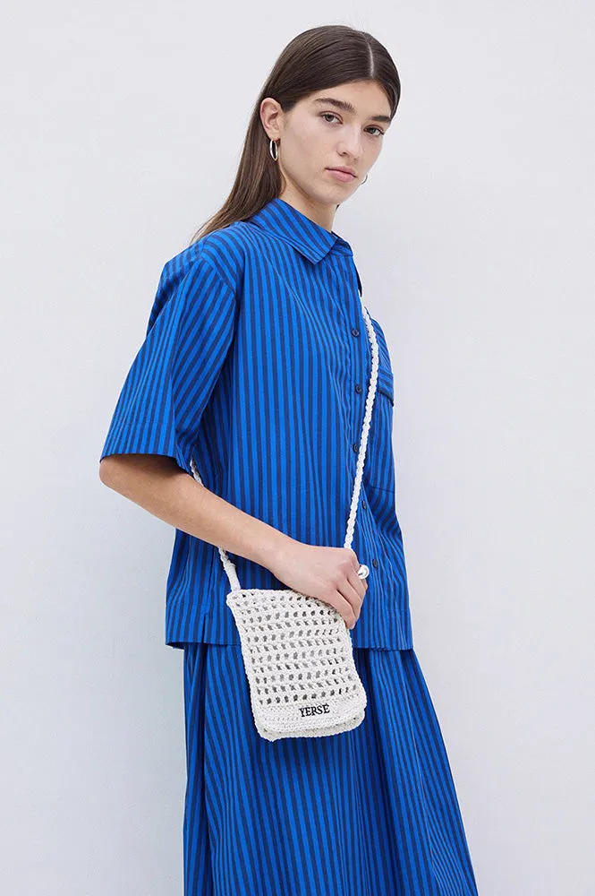 Yerse Bubble Striped Azure and Navy Shirt