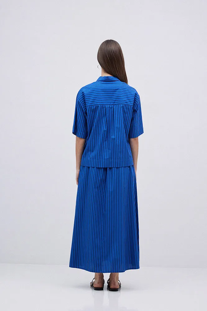 Yerse Bubble Striped Azure and Navy Shirt