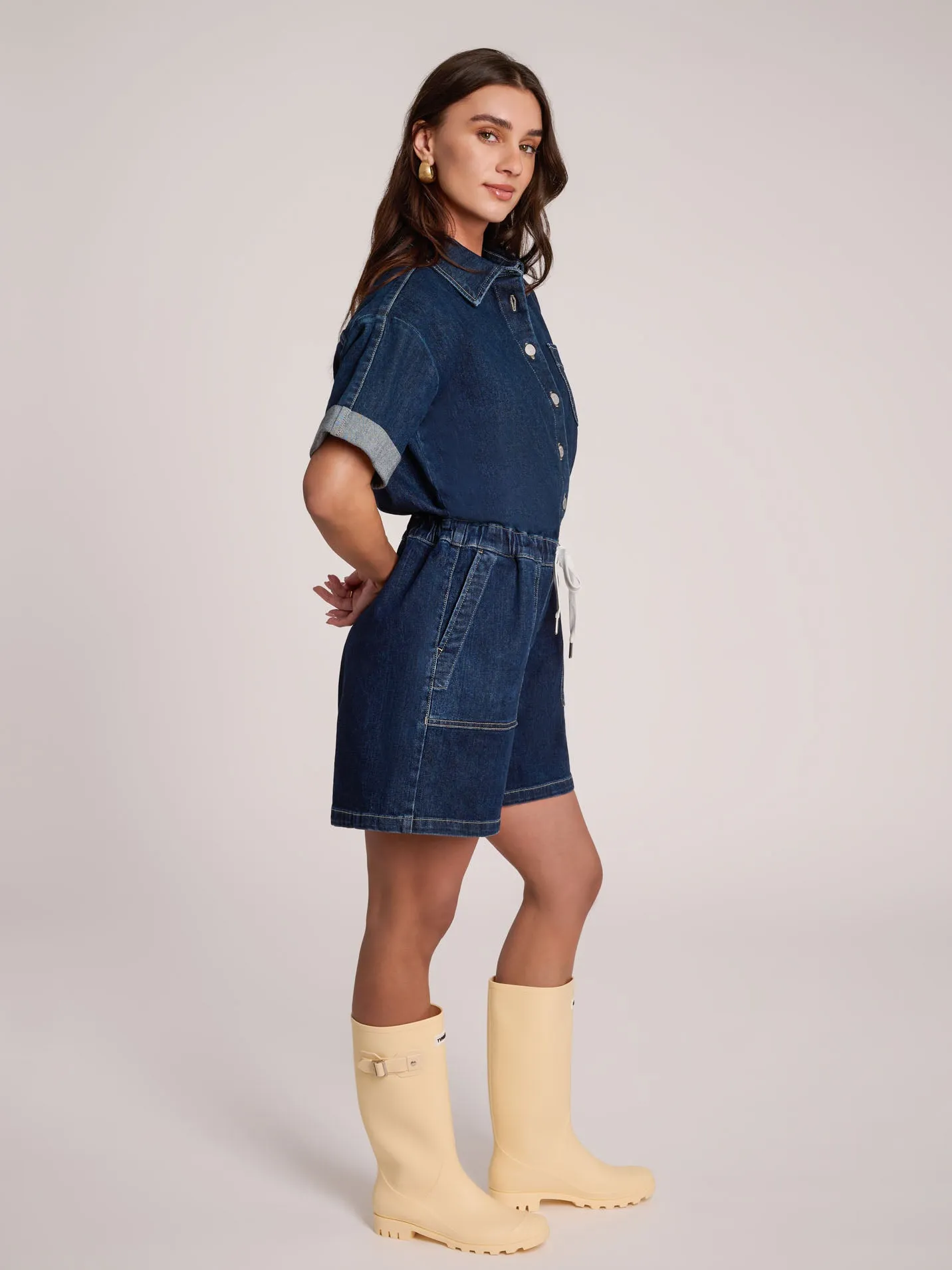 Yoga Jean Romper - Botanical Blue